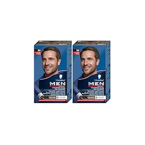 Schwarzkopf - Men Perfect - Gel Colorant Anti-Cheveux Blancs Homme - Coloration - Résultat Naturel – Application rapide et facile - Sans Ammoniaque - Châtain Clair 50 (Lot de 2)