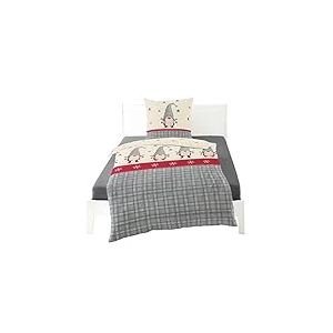 Bierbaum Parure de lit 3743 en Flanelle, 100% Coton, conçue en Allemagne, Gris 10, 135 x 200 + 80 x 80 cm