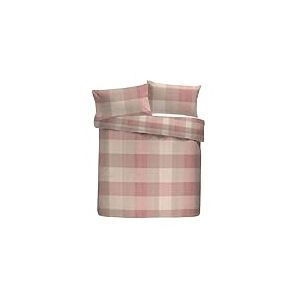 Appletree Hygge Parure de lit 100% Coton bross&eacute;, King Size 230 x 220 cm, Naturel, Motif &agrave; Carreaux, 2 taies d'oreiller