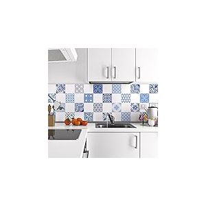 Ambiance Sticker Adh&eacute;sifs Carrelages Autocollant Ornements V&eacute;nitien Carreaux de Ciment Carrelage Sticker Mural Salle de Bain et Cuisine | 24 Pi&egrave;ces de 20 x 20 cm