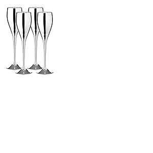 EDZARD Set de 4 fl&ucirc;tes &agrave; champagne Dodo (200 ml) fl&ucirc;te &agrave; champagne argent&eacute;e - fl&ucirc;te &agrave; champagne, fl&ucirc;te &agrave; champagne - calices pour vin, champagne, prosecco en laiton en haute brillance pour c&eacute;l&eacute;brer