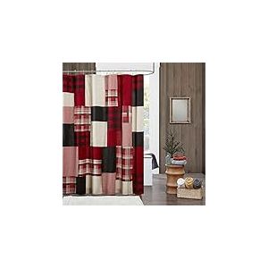 Woolrich 100% Coton Rideau de Douche 182,9 x 182,9 cm/Rouge