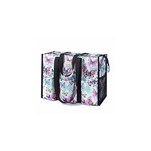 TOPDesign Sac fourre-tout utilitaire r&eacute;sistant &agrave; l'eau avec 22 poches, fermeture &eacute;clair sur le dessus et soutien inf&eacute;rieur &eacute;pais, pour femmes qui travaillent, papillon, One Size, Classique