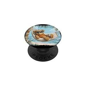 Hamac Ours en Peluche Costume pour Les Palmiers et Les Amateurs de Plage PopSockets PopGrip Adh&eacute;sif