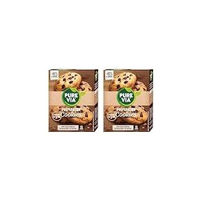 Pure Via - Préparation pour Cookies aux pépites de chocolat - Faible teneur en sucre, Sans Colorants, Sans Conservateurs | 305g (Lot de 2)