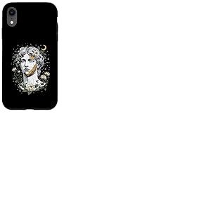 Statue en marbre Buste Fleurs Sculpture c&eacute;leste &eacute;l&eacute;gante Coque pour iPhone XR