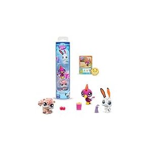 Littlest Pet Shop BANDAI Pack 3 Park Pets BF00598 Lot de 3 Animaux domestiques, Accessoire, Carte Collector et Code virtuel, génération 7, Animaux de Compagnie #99, #100, #101, Enfants de 4 Ans +