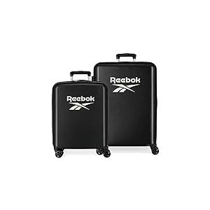 Ensemble Valise Reebok Roxbury Noir 55/70 cm ABS Rigide Fermeture TSA Intégrée 119.4L 6 kg 4 Double Roues Bagage à Main