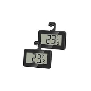 AiQInu 2 Pièces Mini Thermomètre Réfrigérateur Numérique, Magnétique Thermometre Congélateur avec Crochet, Thermometre Frigo Digital pour la Maison, Restaurants, Bars, Noir