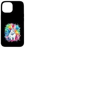 Lapin mignon sur un fond coloré Coque pour iPhone 15
