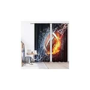 Cinbloo Boys American Football Curtains Rod Pocket Kids Sports Bedroom Decor Football Game Wall Decor for Men Teens Cool Art Printed Living Room Playroom Window Drapes Fabric 2 Panels 29W X 63L inch