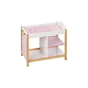 roba Table à langer de Poupée en Bois Scarlett avec Tringle à Vêtements et Étagère de Rangement + Matelas à langer - Blanc