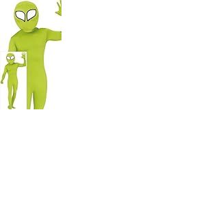 FIESTAS GUIRCA D&eacute;guisement Alien Vert pour Homme - Costume Extraterrestre comprenant T&ecirc;te d'Alien, Combinaison, Gants - Costumes d'Halloween pour Homme Taille Adulte L