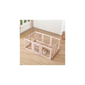 VEVOR Parc de Mise Bas pour Chien, 154 x 100 x 60 cm, Caisse de Mise Bas pour Chiots, avec Fen&ecirc;tres Transparentes et Serrure, Cadre Rose Clair, Kit de Naissance Durable pour Chiens de Taille Moyenne