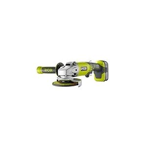 RYOBI - Meuleuse d'Angle 18V ONE+ Ø 115 mm, 7500 tr/min - Poignée Auxiliaire - Livrée avec 1 Batterie Lithium+ 4,0 Ah, 1 Chargeur Rapide 2,0 A, 1 Sac de Transport et 1 Disque à Ébarber - R18AG-140S