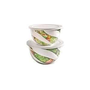 Snips Set Saladier de couleur blanche, Saladier avec couvercle de 3 litres et 5 litres, Bol de mélange, Fabriqué en Italie