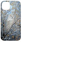 Hibou enneigé blanc amoureux de la neige tachée saison d'hiver Coque pour iPhone 14 Plus