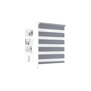 Sekey Store Enrouleur Double Klemmfix sans perçage pour fenêtre, Store Double 80 cm de Large, Store Enrouleur Duo, Protection Solaire, 80 x 200 cm, Gris