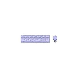 Rapoo 9800m Wireless Keyboard Mouse Set Wireless Desktop 1600DPI Sensor Rechargeable Battery Flat Aluminum Design DE-Layout QWERTZ PC & Mac - Purple