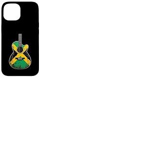 Drapeau Jamaïque Guitare Acoustique Rétro Drapeau Jamaïque Coque pour iPhone 15