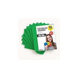 OFITURIA Feutrine de Couleurs pour Loisirs Créatifs, Couture, Patchwork, Artisanat, DIY et Décoration 40x30cm (Vert, 10 pcs)