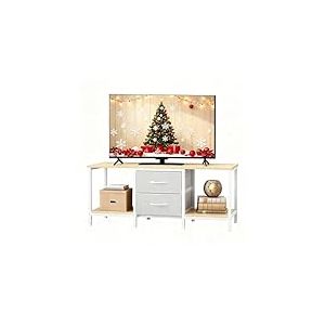 YITAHOME Meuble TV jusqu'&agrave; 47", Meuble TV avec 2 tiroirs en Tissu et 2 &eacute;tag&egrave;res Ouvertes, Commode 110 x 30 x 50 cm pour Salon, Salle de Divertissement, Chambre &agrave; Coucher, Cadre en Acier