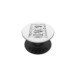 Fusil d'assaut vintage pistolet militaire arme à feu brevet PopSockets PopGrip Adhésif