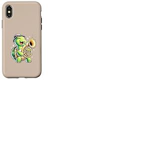 Groupe de musique amusant Turtle Playing Sousaphone Tuba Coque pour iPhone X/XS