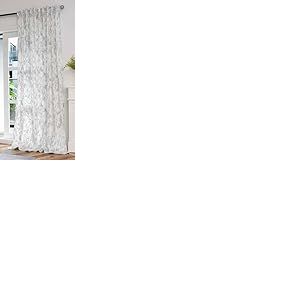 Gardinenbox Milano Star 2023300 Rideau en Velours damassé Blanc/argenté 245 x 140 cm Rideau avec Impression sur Film et Plusieurs Rubans de Suspension : Luxe Royal pour Votre Maison