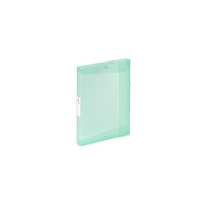 Viquel - Chemise 3 rabats en plastique grande capacité Propysoft - Boite de classement A4 avec étiquette d'identification en plastique - Vert pastel translucide