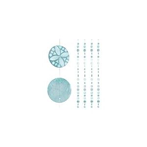 Relaxdays Guirlande de Nacre, Lot de 4, fenêtre, Balcon, Porte, Rideau de séparation, 180 cm, Fleurs Bleu Turquoise