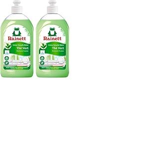 RAINETT - Liquide Vaisselle Mains - Formule Hypoallerg&eacute;nique - Pr&eacute;serve les Peaux Sensibles - Flacon Recycl&eacute; & Recyclable - Ecolabel - Th&eacute; Vert - 500 ml (Lot de 2)