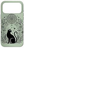 Mandala Floral avec Mandala en Forme de Chat Sorcier c&eacute;leste Coque pour iPhone 17 Pro Max