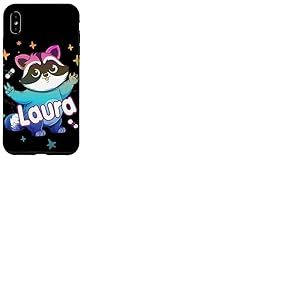 LAURA - Joli prénom de fille avec un cool raton laveur Coque pour iPhone XS Max