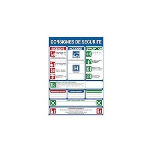 Mondial Extincteur - Consignes de sécurité Verticale - PVC A4 Blanc - Panneaux de sécurité - Vinyle - Montage mural - Simple - Sécurité - SIGNAGE