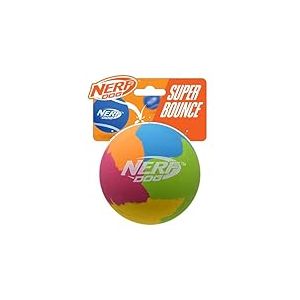 Nerf Dog Super Bounce Balle en Caoutchouc Haute Visibilité Durable 9,6 cm Jouet pour Chien Rose/Bleu/Vert/Orange/Jaune