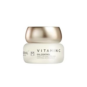 Pure Mineral - Crème Matifiante Contrôle de l'Huile à la Vitamine C - Minéraux Mer Morte, Réduction Sébum, Peau Éclatante - Sans silicones, sulfates, parabènes - 50ml