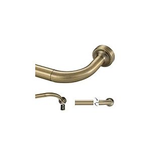 Lwiiom Tringle à rideaux réglable de 71,1 à 381 cm avec disques de 2,5 cm, avec embouts et supports en aluminium, design enveloppant, bronze antique