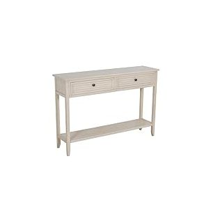 DRW Console Meuble Table d'entrée avec 2 tiroirs en Bois Beige 110 x 28 x 75 cm