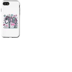 Boho Elephant Floral Butterfly Teal Blue Cute Pink Flamingo Coque pour iPhone SE (2020) / 7 / 8