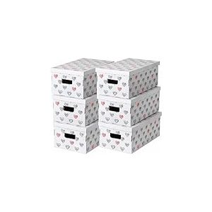 UnDueTre LOVE Lot de 6 boîtes de rangement en carton recyclé certifié FSC, Gris dimension 51 x 29 x 20 cm