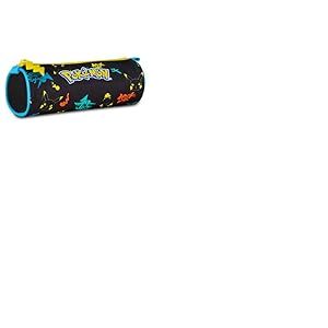Seven Pok&eacute;mon Porte-Stylo &eacute;cole Tombolotto, Noir, Trousse Ovale pour stylos, Crayons et Accessoires, &eacute;cole Primaire, Enfant, Noir, Taglia Unica, Moderne