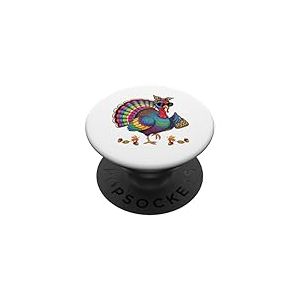 Leopard Turkey with Sunglasses Funny Thanksgiving PopSockets PopGrip Adhésif