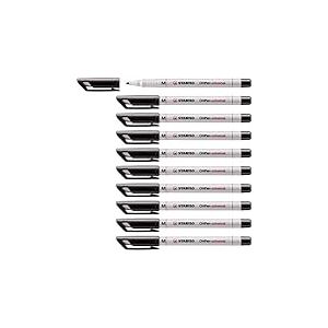 STABILO OHPen - Marqueur - Lot x 10 stylos marqueurs - Noir (encre non-permanente/pointe médium 1 mm)