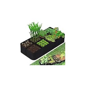 CJGQ Jardinière surélevée en Tissu, 500 litres, 8 grilles, Sacs de Culture pour Plantes, 9,1 x 1,8 m, Lits surélevés Respirants pour la Culture de légumes, Pommes de Terre, Fleurs, récipient de