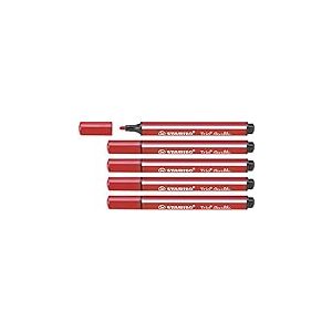 STABILO Trio Scribbi - Feutre de coloriage - Lot x 5 feutres - rouge