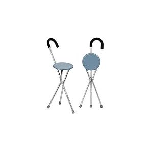 Mobiclinic, Canne de Marche avec siège, Jusqu'à 90 kg, Gloria, Marque européenne, Pliable, Aluminium, Tripode, Embouts antidérapants, Orthopédique, Poignée Ergonomique, Gris