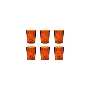 Excelsa Color Tumbler Lot de 6 verres en verre d&eacute;cor&eacute;s, multicolore, d&eacute;cor en relief, 350 ml, 8 x 10 cm (orange)