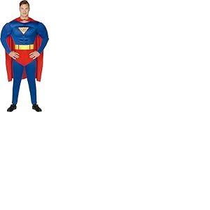 FIESTAS GUIRCA Déguisement de Super-Héros Volant - Déguisement de Héros de Bande Dessinée avec Cape Rouge - Déguisement Homme Taille S 46-48