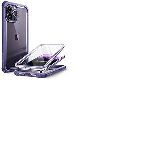 i-Blason Coque pour iPhone 14 Pro (2022) 6,1 Pouces, avec Protecteur d'Ecran Intégré, Dos Transparent, Pare-Chocs Airbags Antichoc [Série Ares] Protection 360 Degrés Intégrale (Violet)